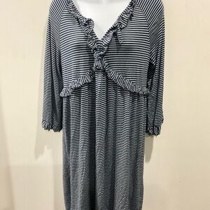 Max Studio Long Sleeve Striped Dress with Ruffles